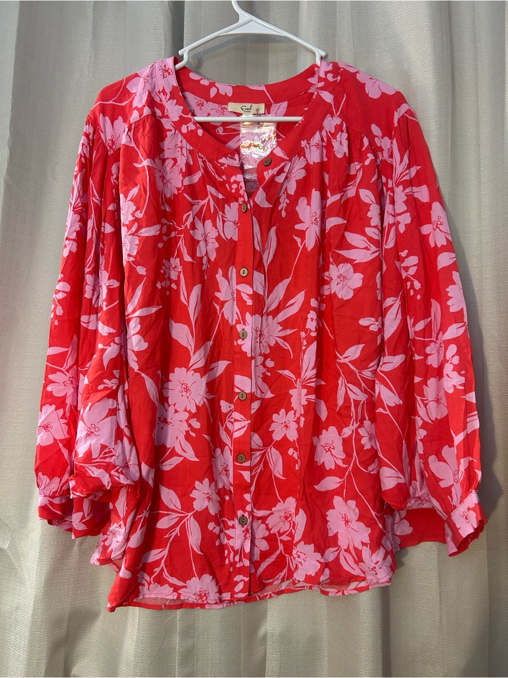 Easel Los Angeles Floral Button-Front Blouse – Size 1X